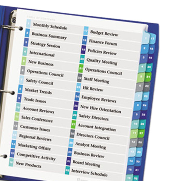 Avery Ave11322 Ready Index 32 Tab Double Column Multi Color Table Of Contents Dividers Avery Ready Index Column Dividers 32 Tabs Template