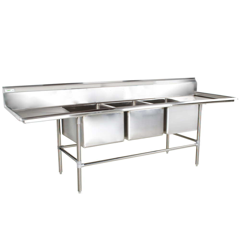 Regency 16 Gauge Three Compartment Stainless Steel Commercial Sink ...