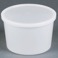2 Qt. Microwavable Translucent Plastic Deli Container with Lid - 10/Pack