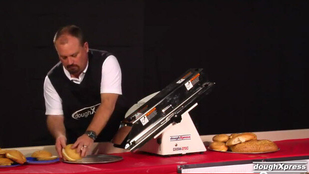 DoughXpress: DXSM-270C French Bread/Bun and Bagel Slicer - Compact Footprint DoughXpress: DXSM-270C French Bread/Bun and Bagel Slicer - Compact Footprint