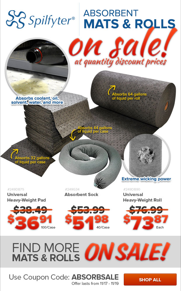 Spilfyter Absorbent Mats and Rolls on Sale!