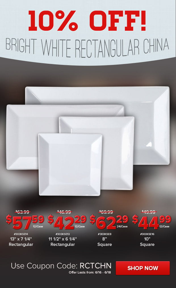 Bright White Rectangular China On Sale!