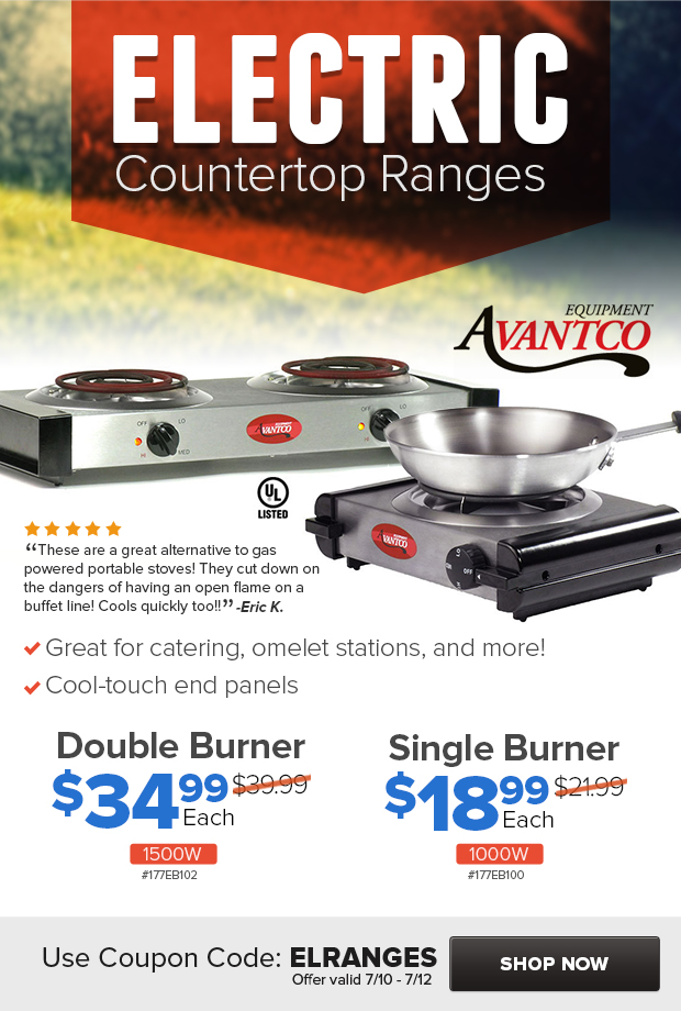 Avantco Equipment Electric Countertop Ranges on Sale!
