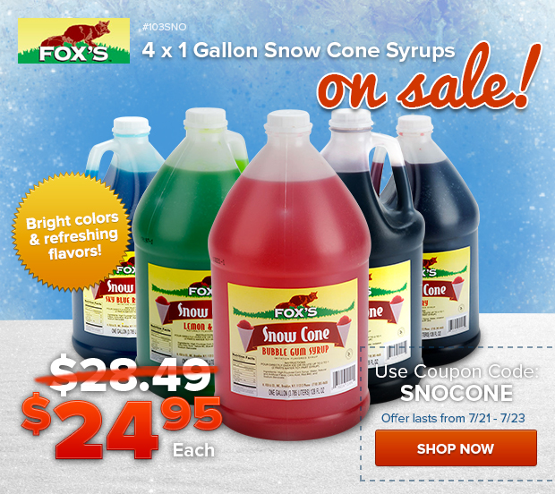 4 x 1 Gallon Snow Cone Syrups on Sale