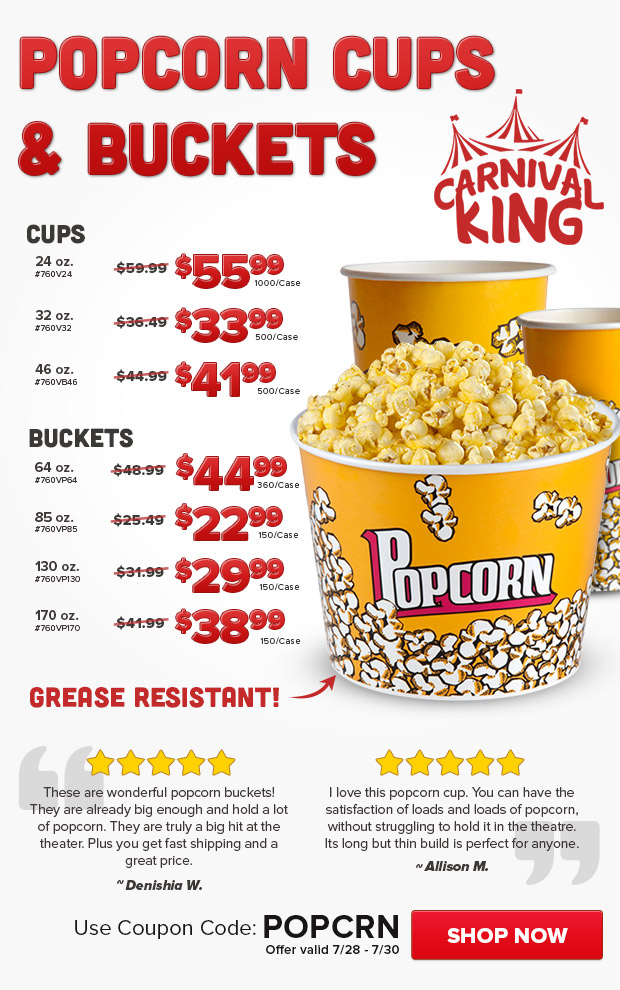 Carnival King Popcorn Buckets