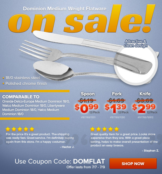 Dominion Medium Weight Flatware on Sale