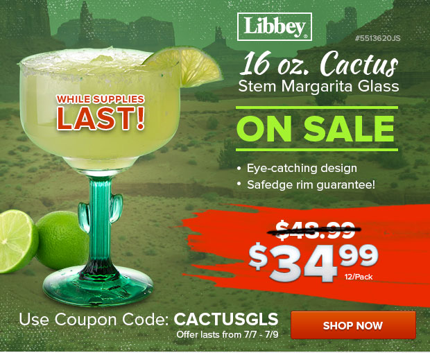 16 oz. Cactus Stem Margarita Glasses on Sale