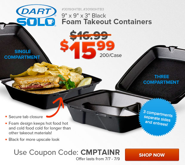 Dart Solo 9 x 9 x 3 Black Foam Takeout Containers
