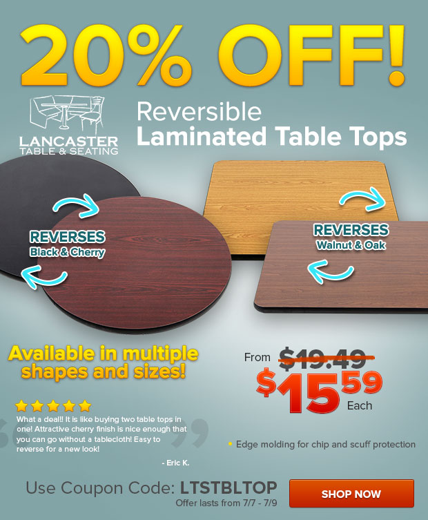 20% Off Reversible Laminated Table Tops