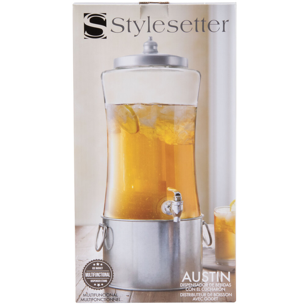 1.7 Gallon Style Setter Austin Glass Beverage Dispenser with Ice ... - ... Image Preview ...