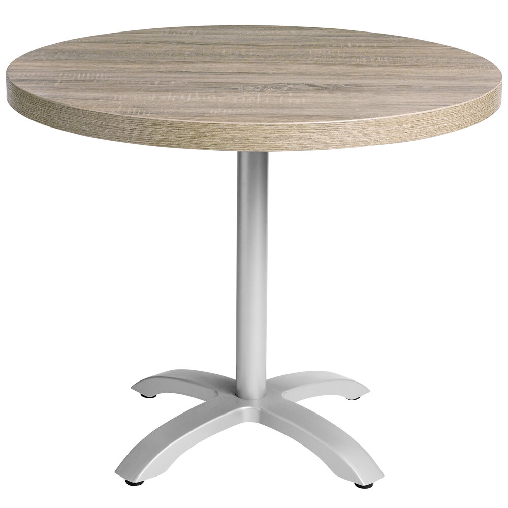 Grosfillex Us63vg59 Vanguard 36 Round Weathered Oak Resin Indoor Round Weathered Oak Resin Indoor Table Top Main Picture Image Preview